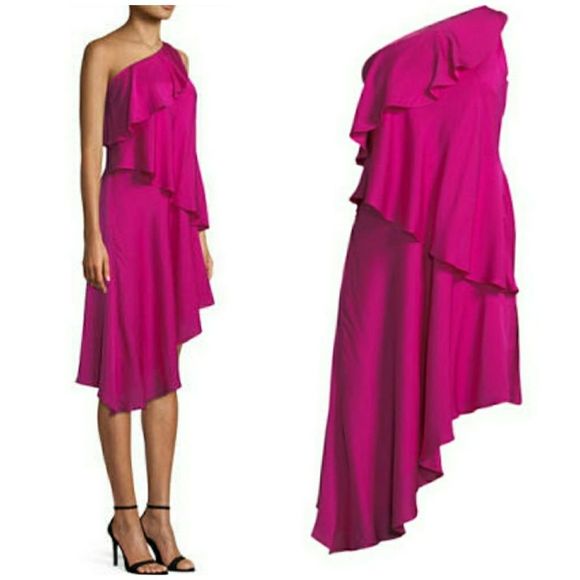 Milly Nora One Shoulder Ruffed Dress.. - Picture 3 of 8